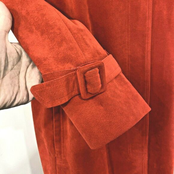 Vintage Lilli Ann Red Ultrasuede midi trench coat midi by Adolph Schuman Sz M/L - Picture 4 of 9
